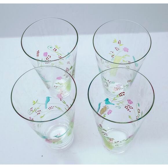 Roost San Francisco Etched Bird On Nest Set Of 4 Tumblers C - Picture 4 of 7